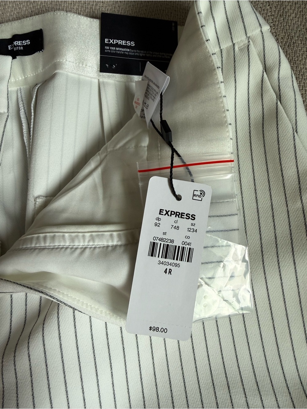 Express White Pinstripe Dress Pants - Picture 4 of 5